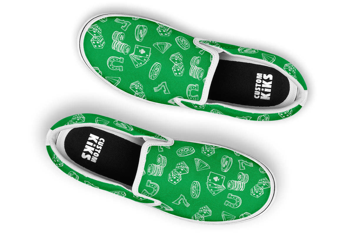 Casino Sneakers: Casino Pattern Slip On Sneakers
