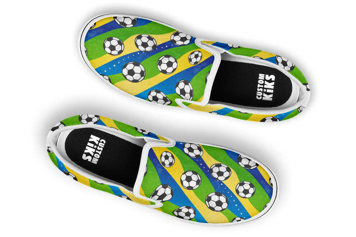 Soccer Sneakers: Soccer Ball Pattern Slip On Sneakers