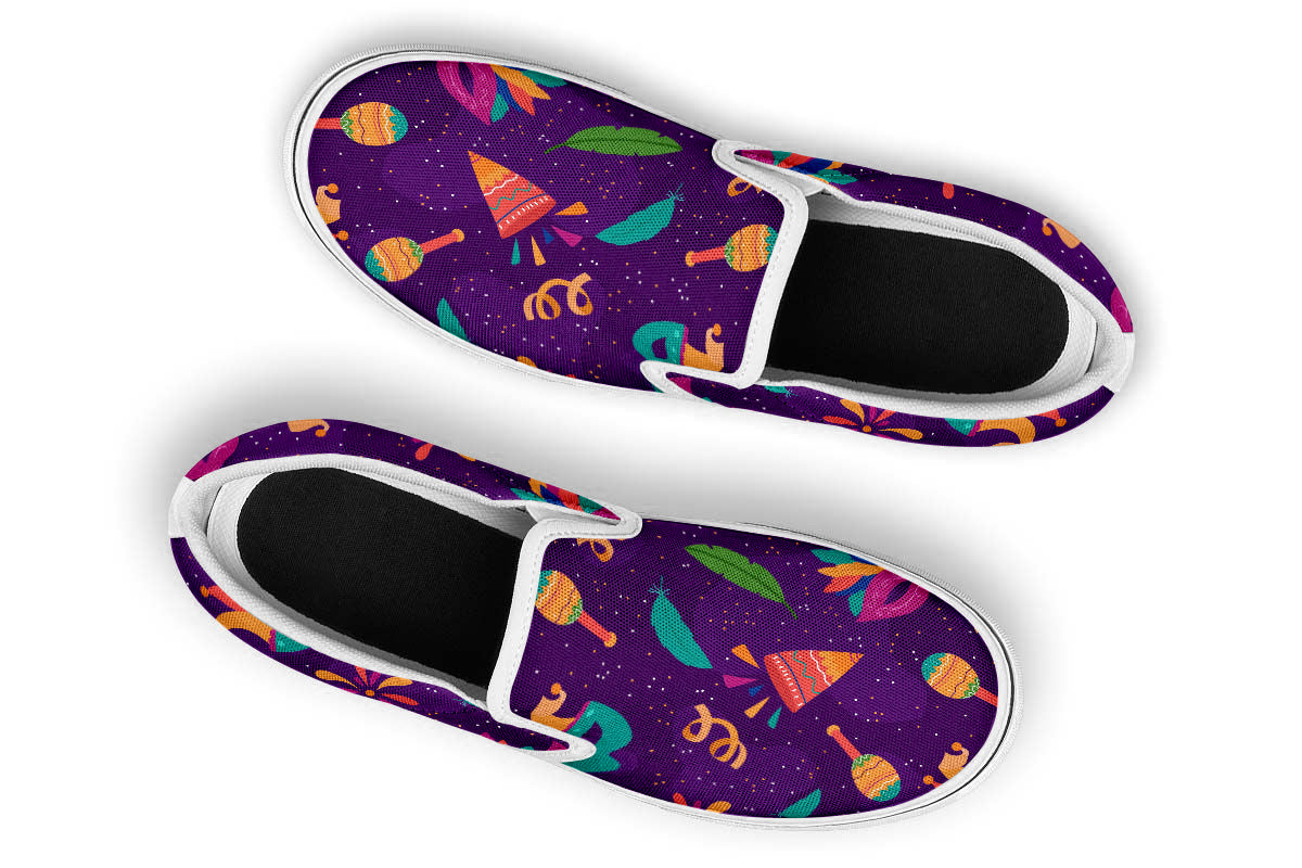 Mardi Gras Sneakers: Mardi Gras Pattern Slip On Sneakers