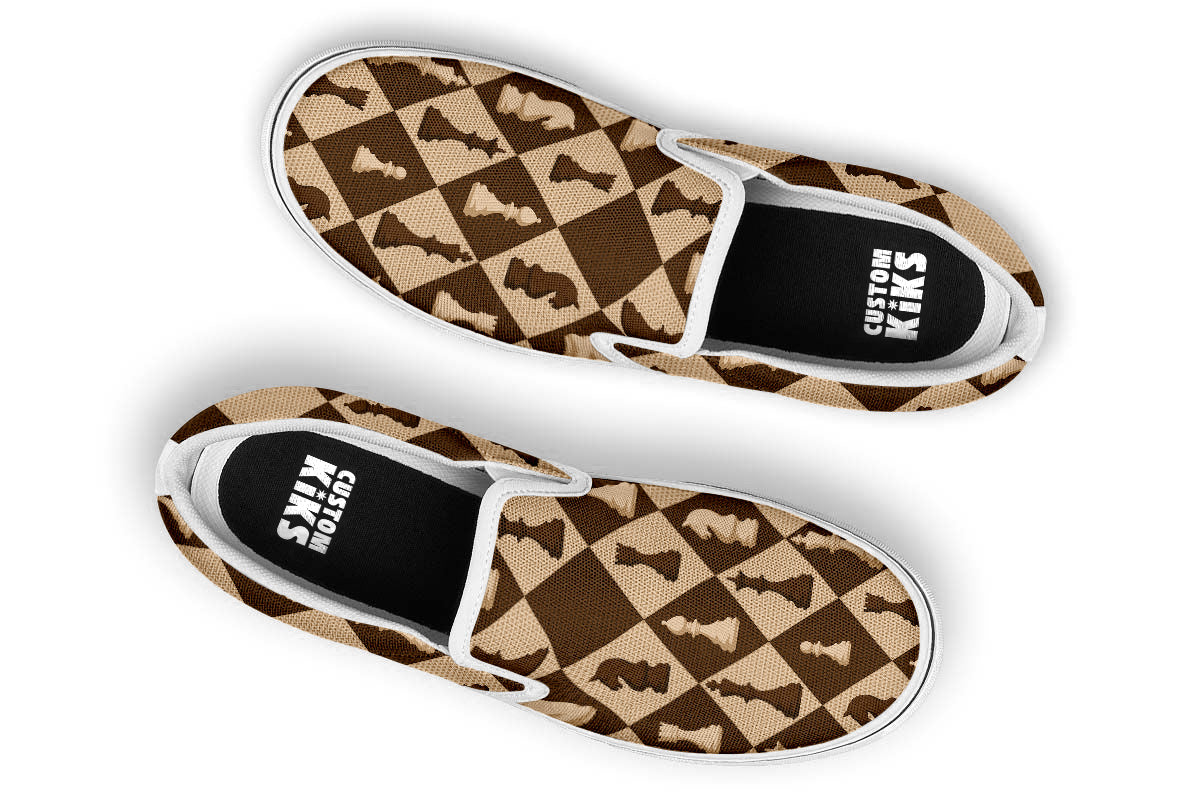 Chess Sneakers: Checkerboard Pattern Slip On Sneakers