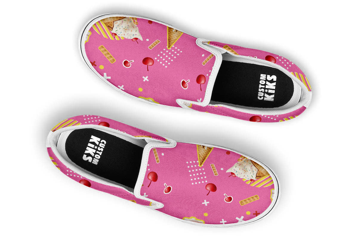Ice Cream Sneakers: Ice Cream Pattern Slip On Sneakers