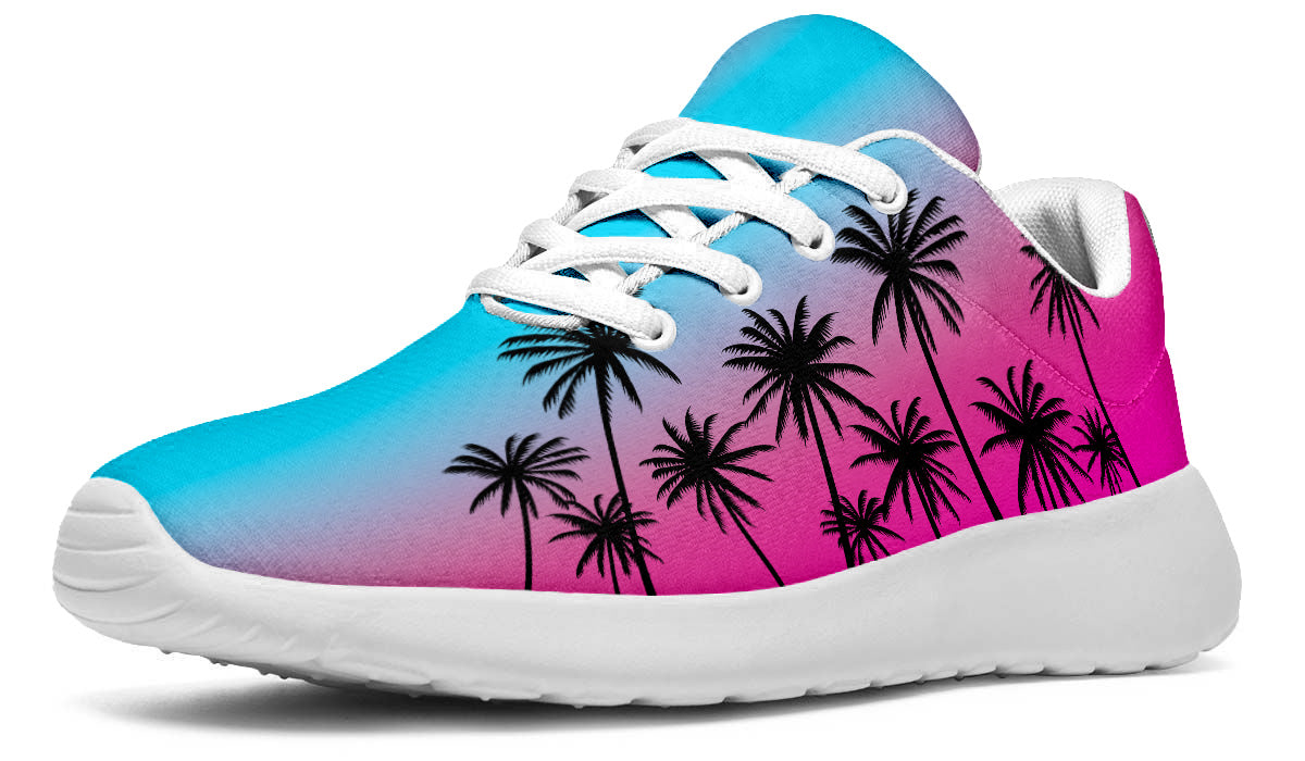 Palm Trees Sunset Sneakers: Tropical Pattern Sport Shoes