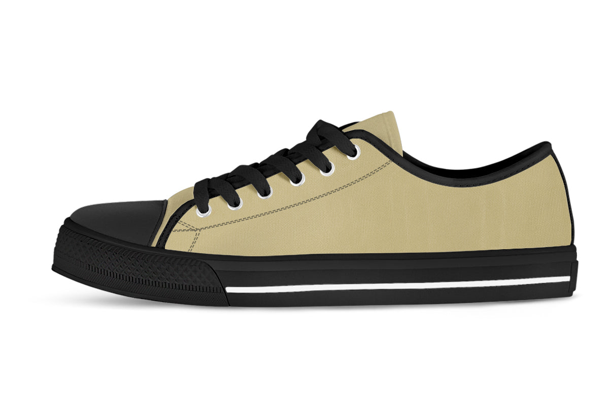 Beige Sneakers: Solid Beige Low Top Sneakers