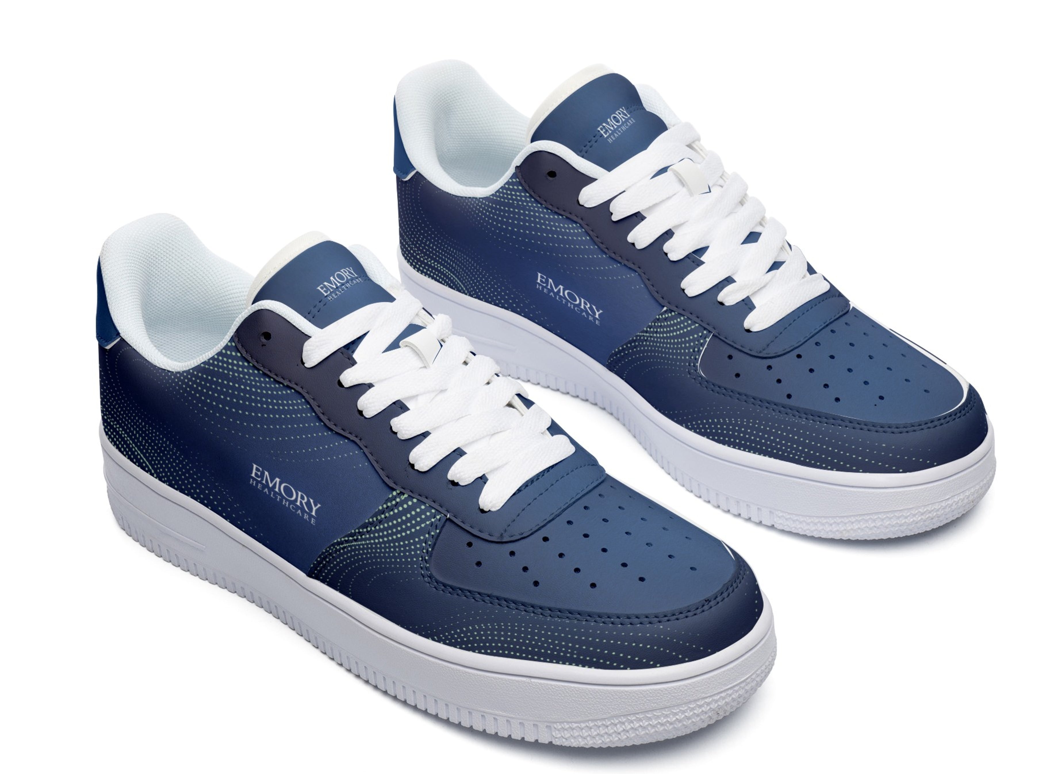 Emory Healthcare all-navy custom court sneakers 