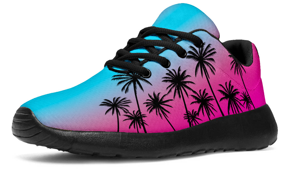 Palm Trees Sunset Sneakers: Tropical Pattern Sport Shoes