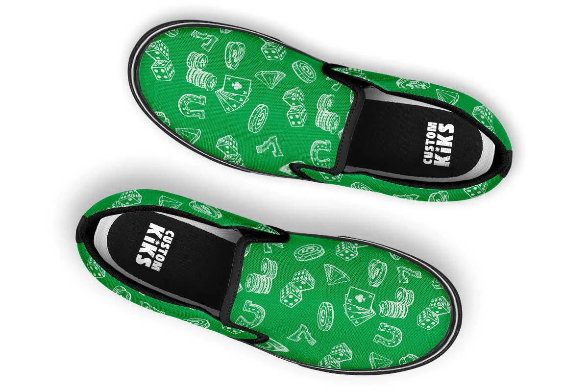Casino Sneakers: Casino Pattern Slip On Sneakers