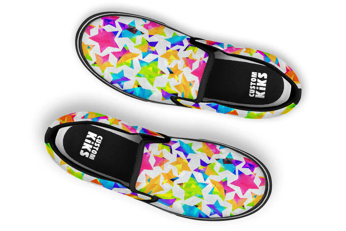 Stars Sneakers: Start Pattern Slip On Sneakers