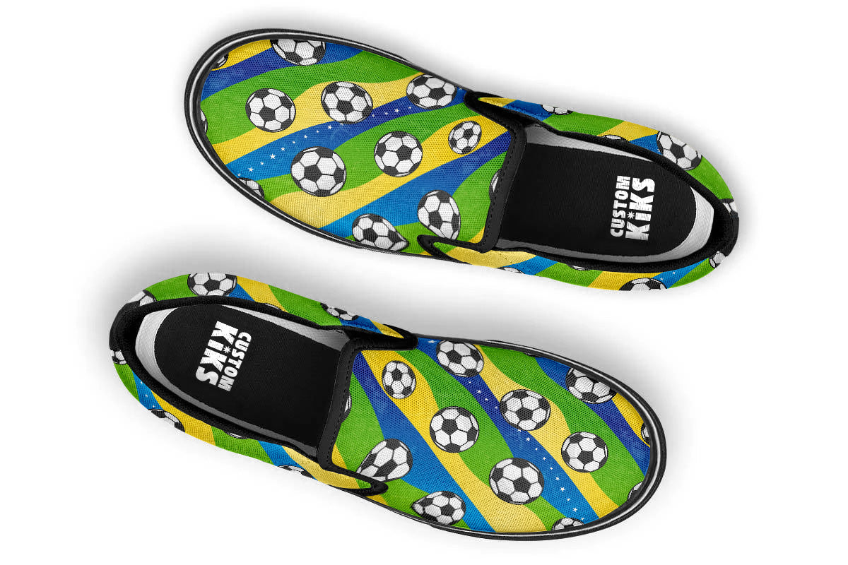 Soccer Sneakers: Soccer Ball Pattern Slip On Sneakers