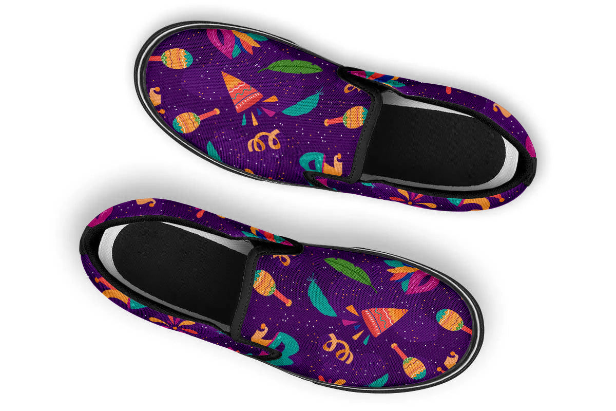 Mardi Gras Sneakers: Mardi Gras Pattern Slip On Sneakers