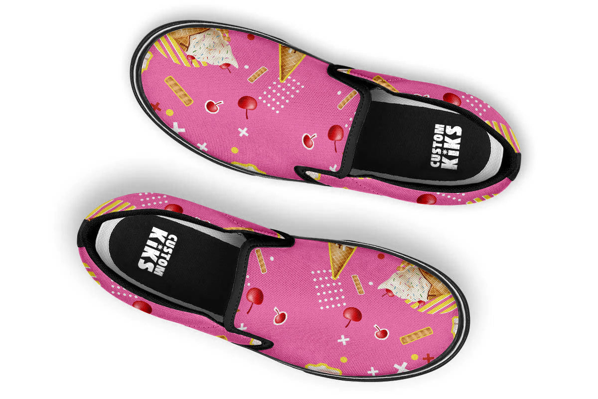 Ice Cream Sneakers: Ice Cream Pattern Slip On Sneakers