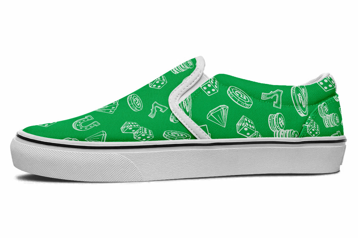 Casino Sneakers: Casino Pattern Slip On Sneakers
