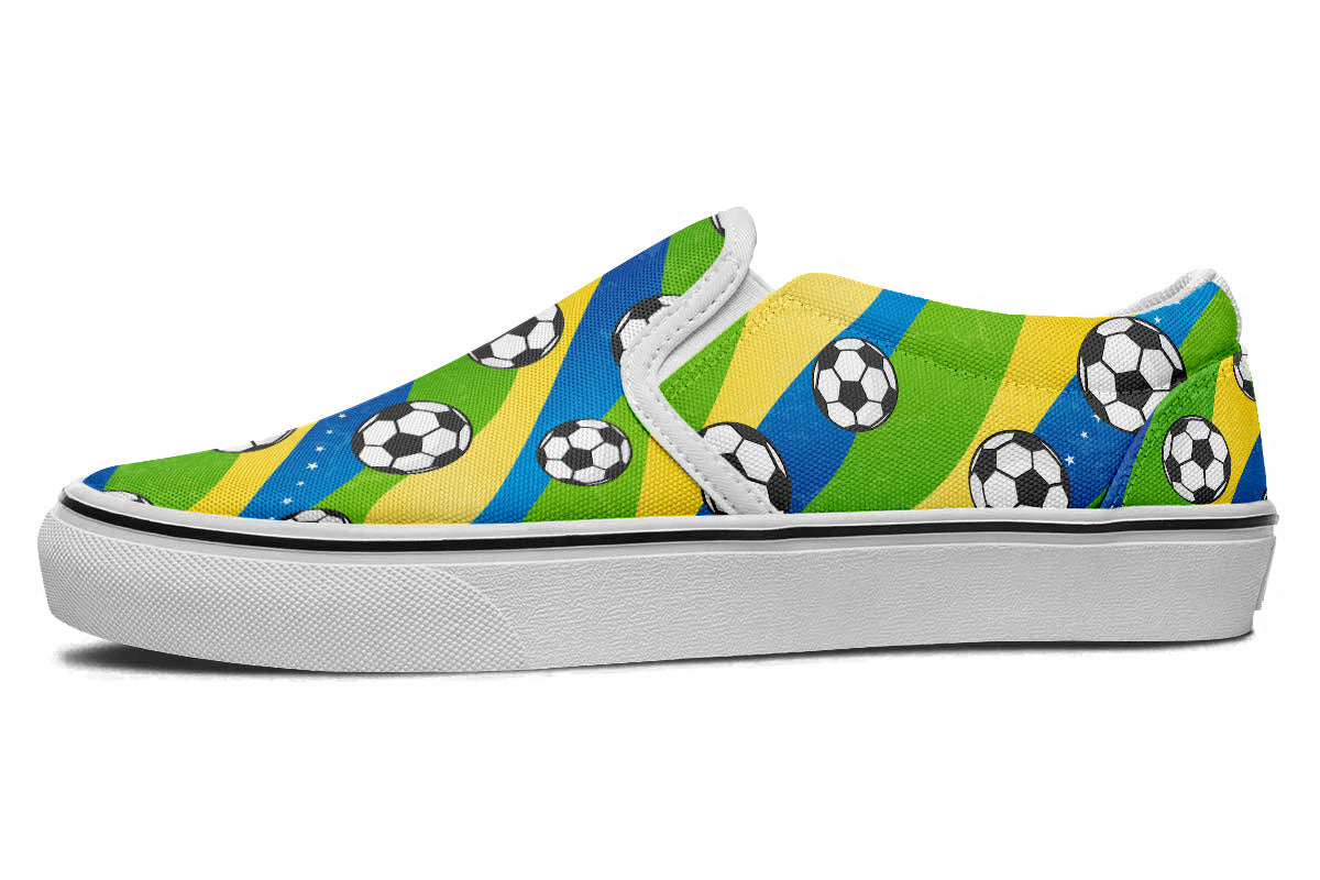 Soccer Sneakers: Soccer Ball Pattern Slip On Sneakers