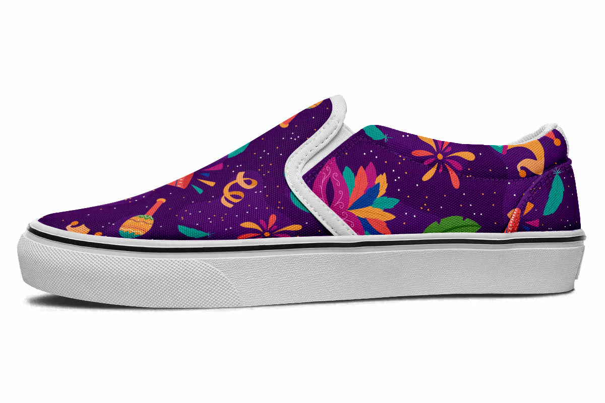 Mardi Gras Sneakers: Mardi Gras Pattern Slip On Sneakers