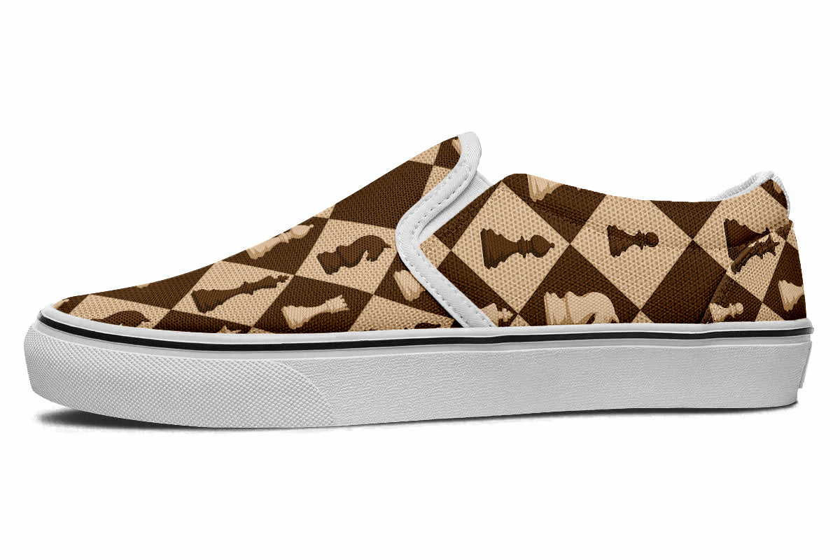 Chess Sneakers: Checkerboard Pattern Slip-On Sneakers