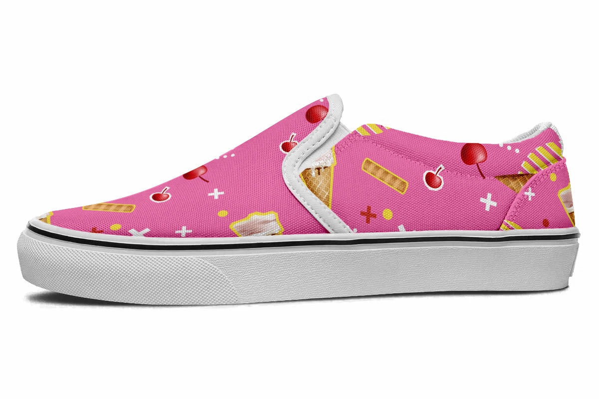 Ice Cream Sneakers: Ice Cream Pattern Slip On Sneakers