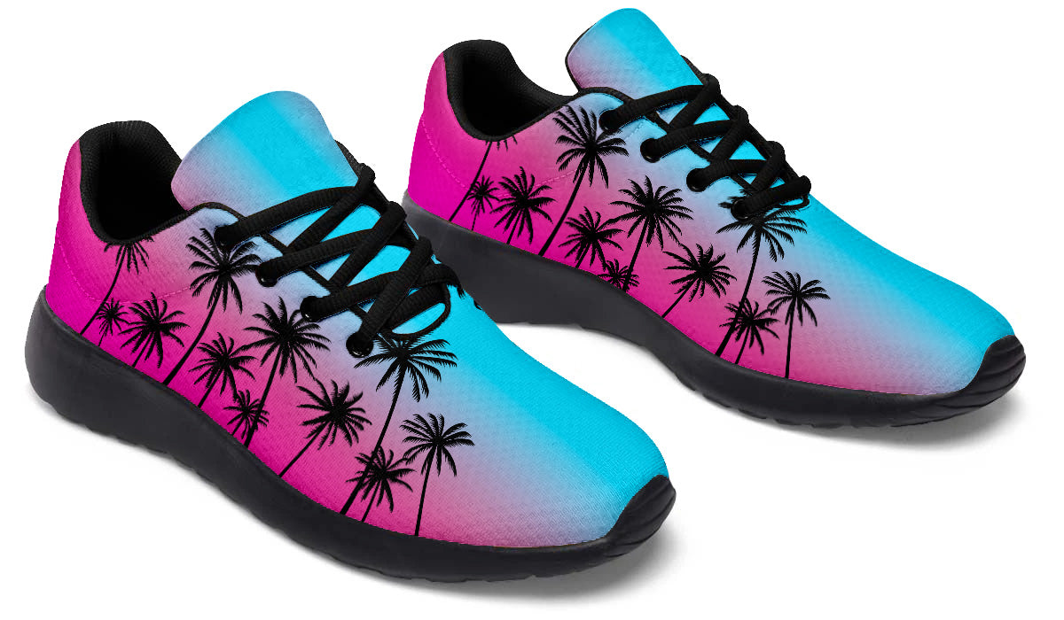 Palm Trees Sunset Sneakers: Tropical Pattern Sport Shoes