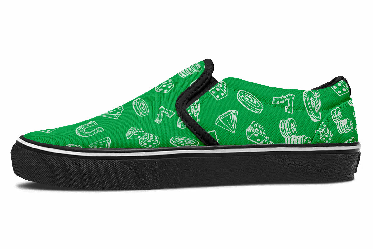 Casino Sneakers: Casino Pattern Slip On Sneakers