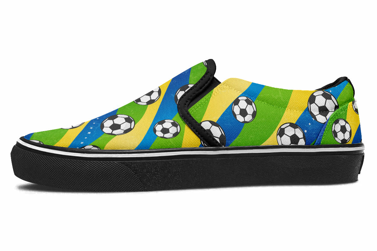Soccer Sneakers: Soccer Ball Pattern Slip On Sneakers