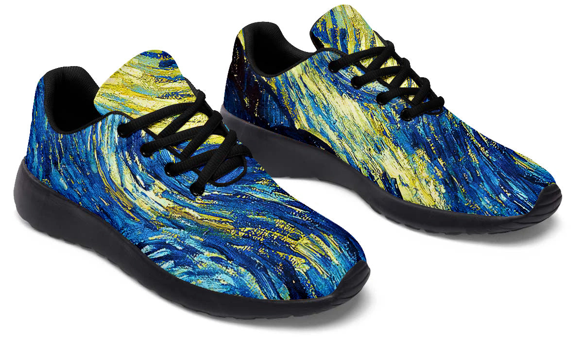 Starry Night Sneakers: Swirl Sky Illustration Sport Shoes