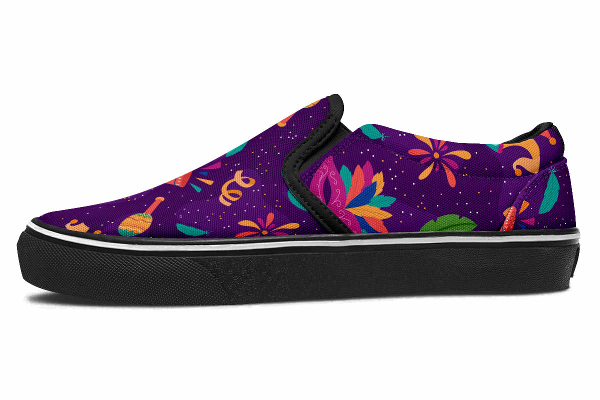 Mardi Gras Sneakers: Mardi Gras Pattern Slip On Sneakers