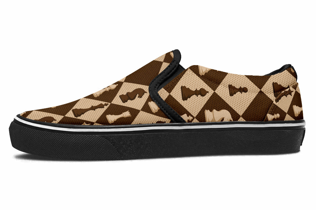 Chess Sneakers: Checkerboard Pattern Slip-On Sneakers