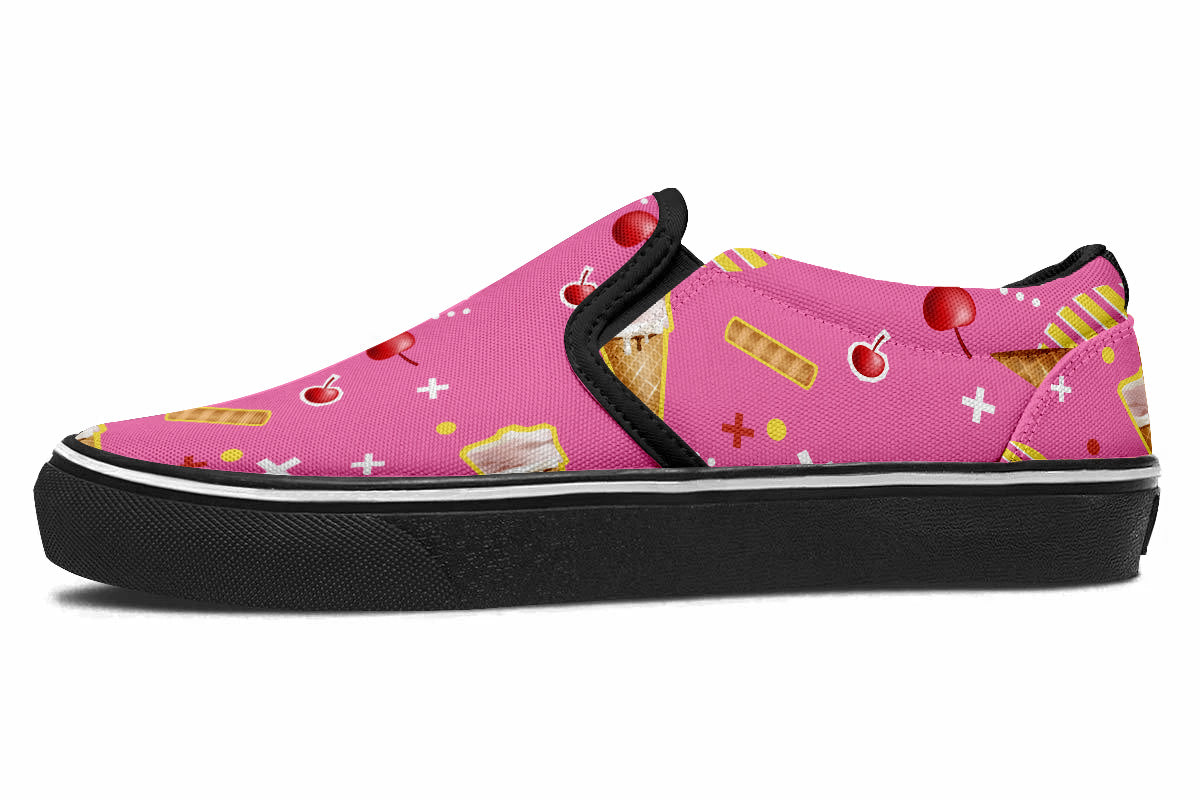 Ice Cream Sneakers: Ice Cream Pattern Slip On Sneakers