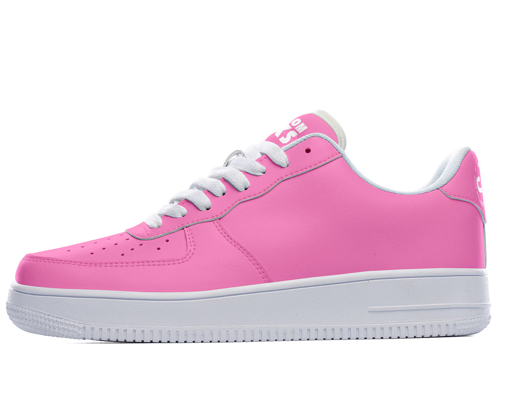 Hot Pink Sneakers: Solid Hot Pink Court Sneakers