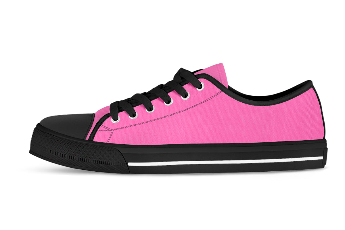 Hot Pink Sneakers: Solid Hot Pink Low Top Sneakers