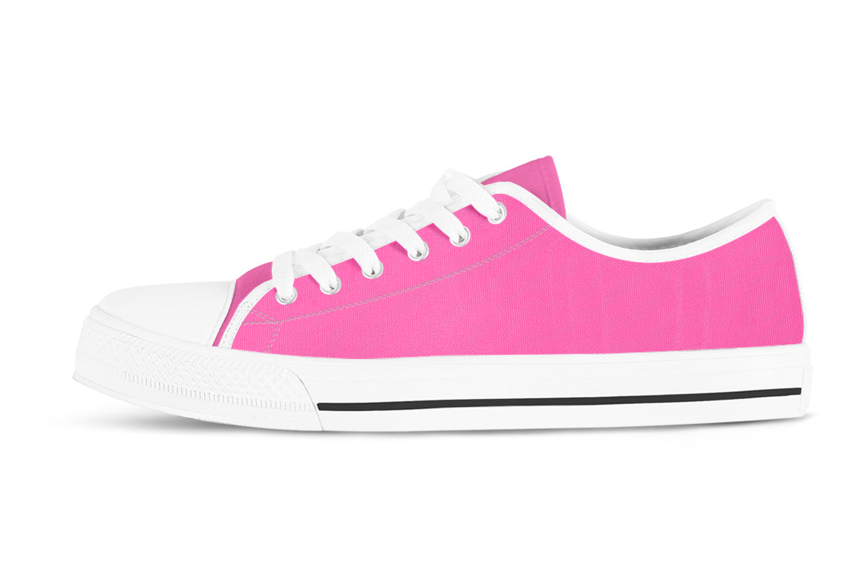 Hot Pink Sneakers: Solid Hot Pink Low Top Sneakers