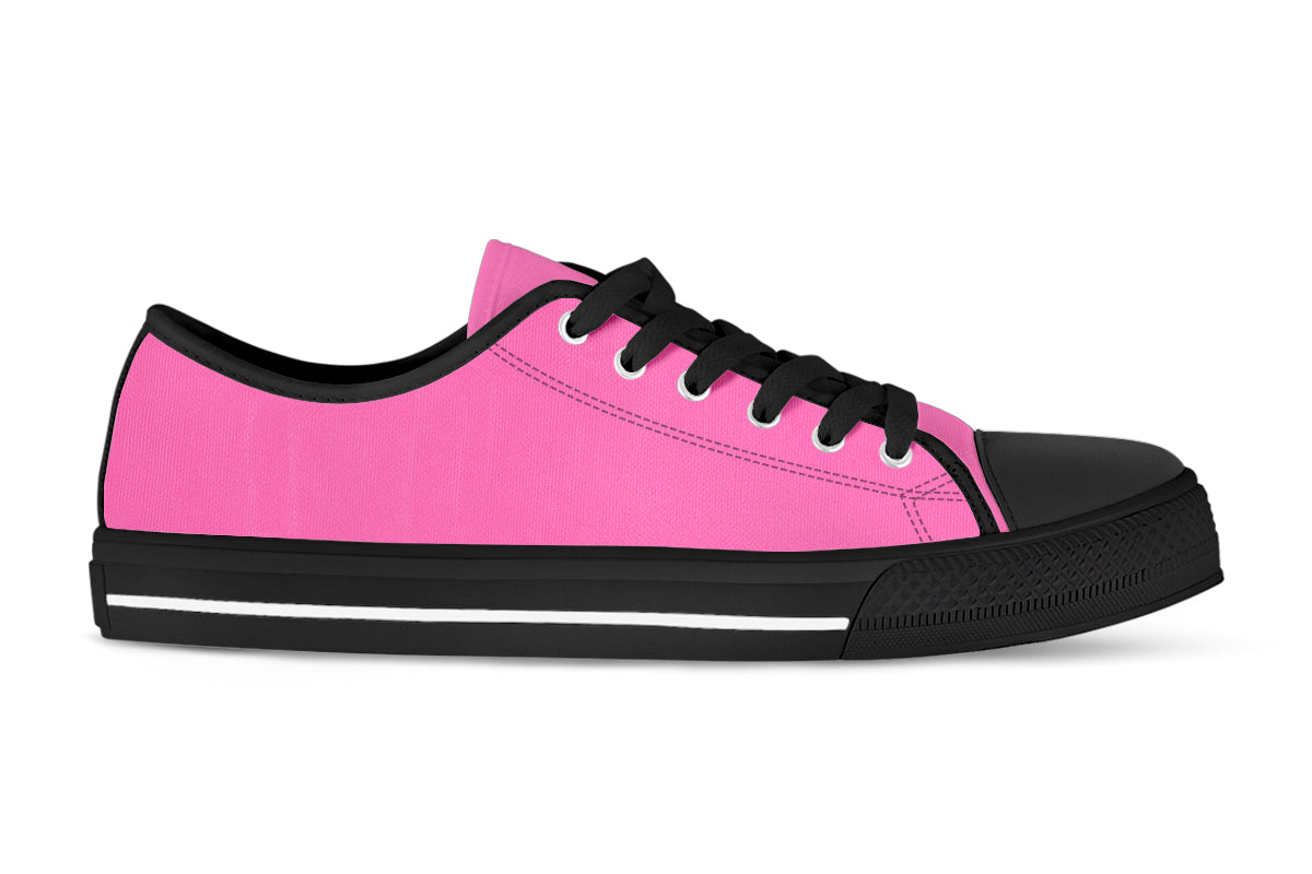 Hot Pink Sneakers: Solid Hot Pink Low Top Sneakers