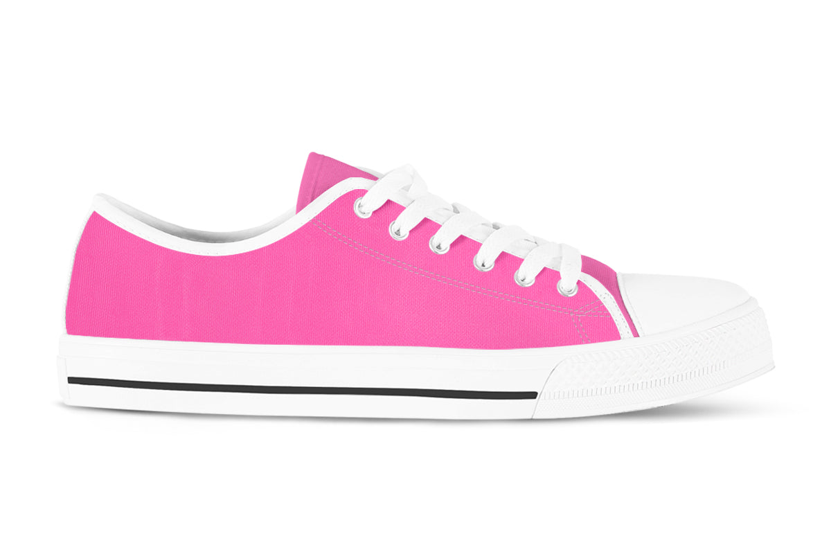 Hot Pink Sneakers: Solid Hot Pink Low Top Sneakers