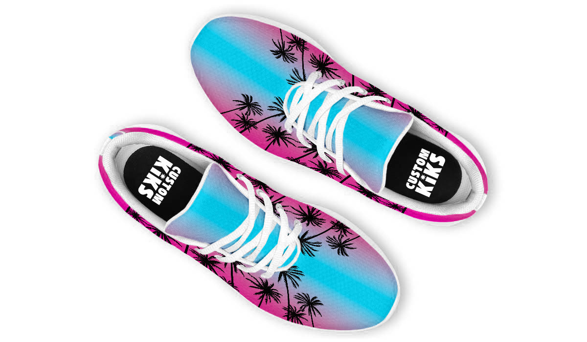 Palm Trees Sunset Sneakers: Tropical Pattern Sport Shoes