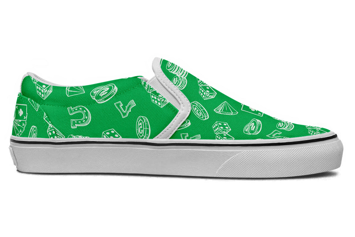 Casino Sneakers: Casino Pattern Slip On Sneakers