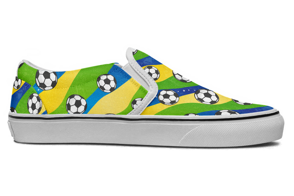 Soccer Sneakers: Soccer Ball Pattern Slip On Sneakers