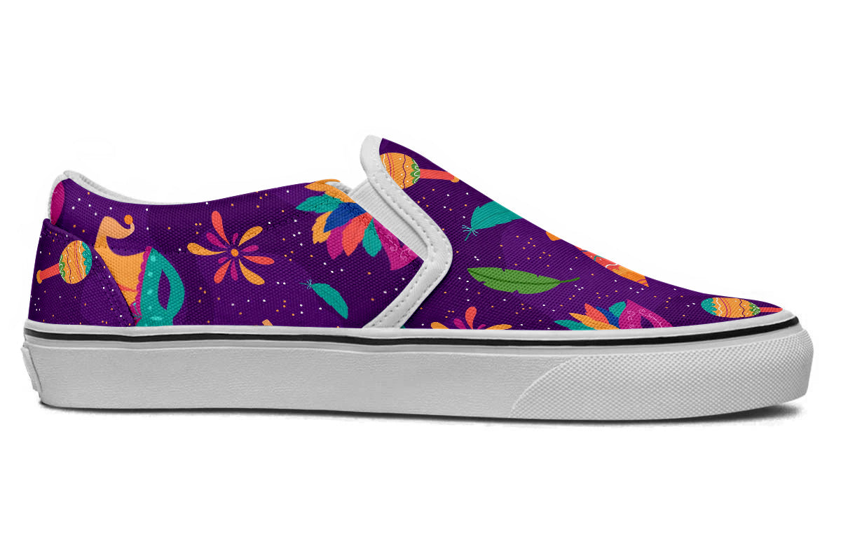 Mardi Gras Sneakers: Mardi Gras Pattern Slip On Sneakers