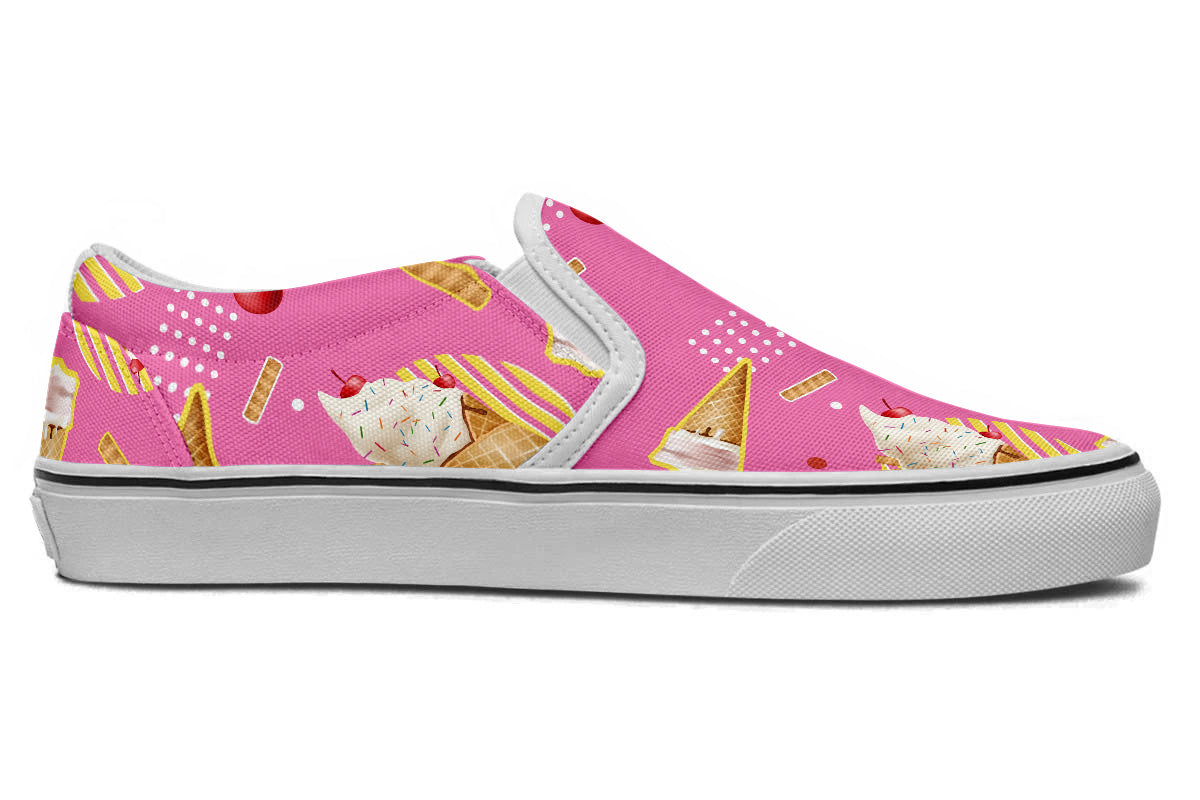 Ice Cream Sneakers: Ice Cream Pattern Slip On Sneakers