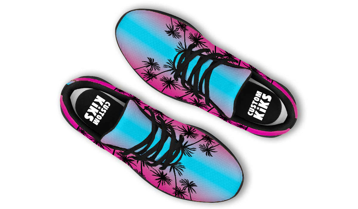 Palm Trees Sunset Sneakers: Tropical Pattern Sport Shoes