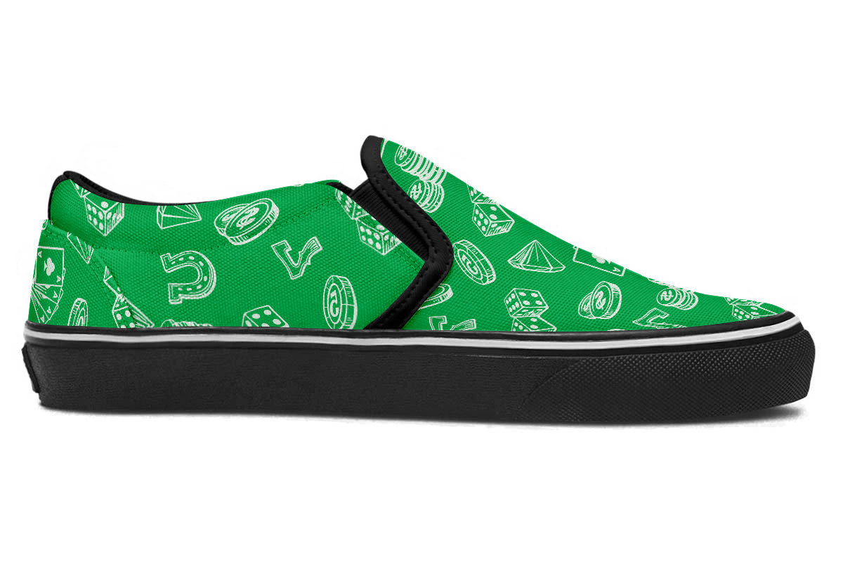 Casino Sneakers: Casino Pattern Slip On Sneakers