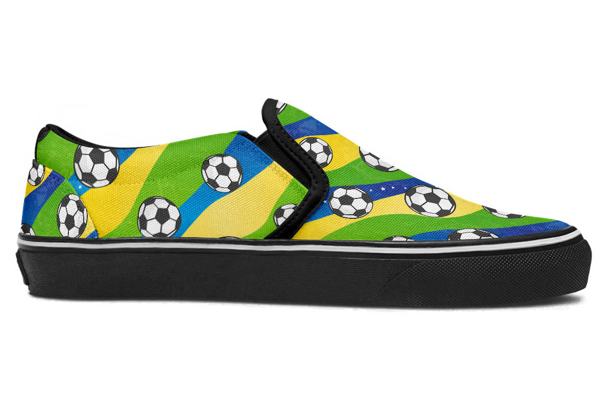 Soccer Sneakers: Soccer Ball Pattern Slip On Sneakers