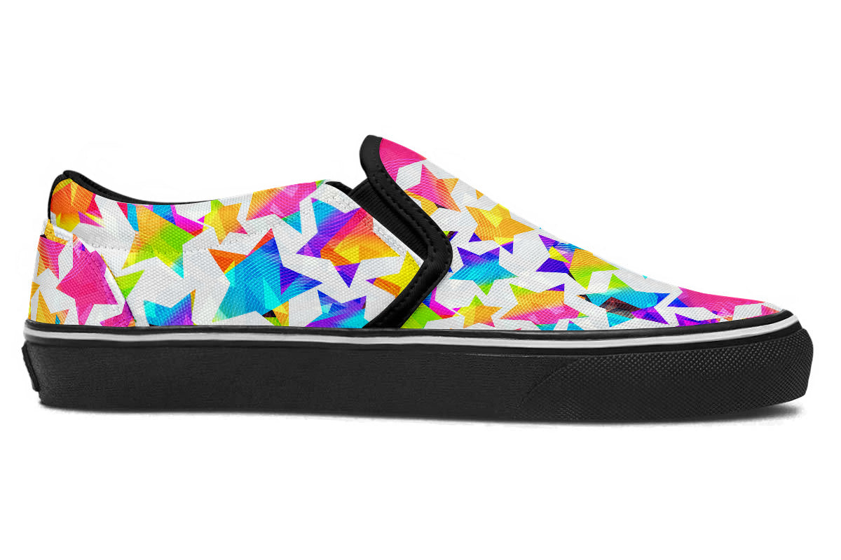 Stars Sneakers: Start Pattern Slip On Sneakers