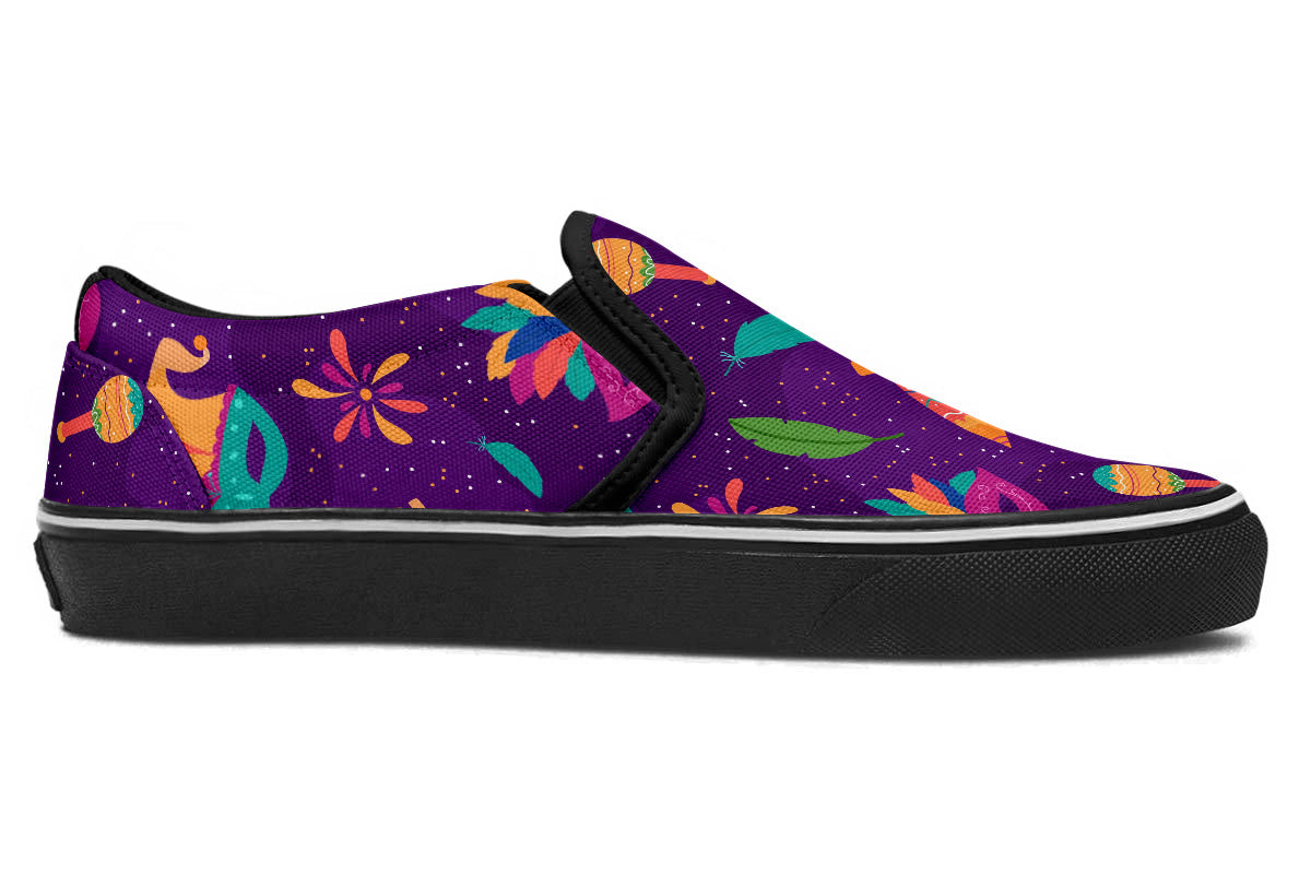 Mardi Gras Sneakers: Mardi Gras Pattern Slip On Sneakers