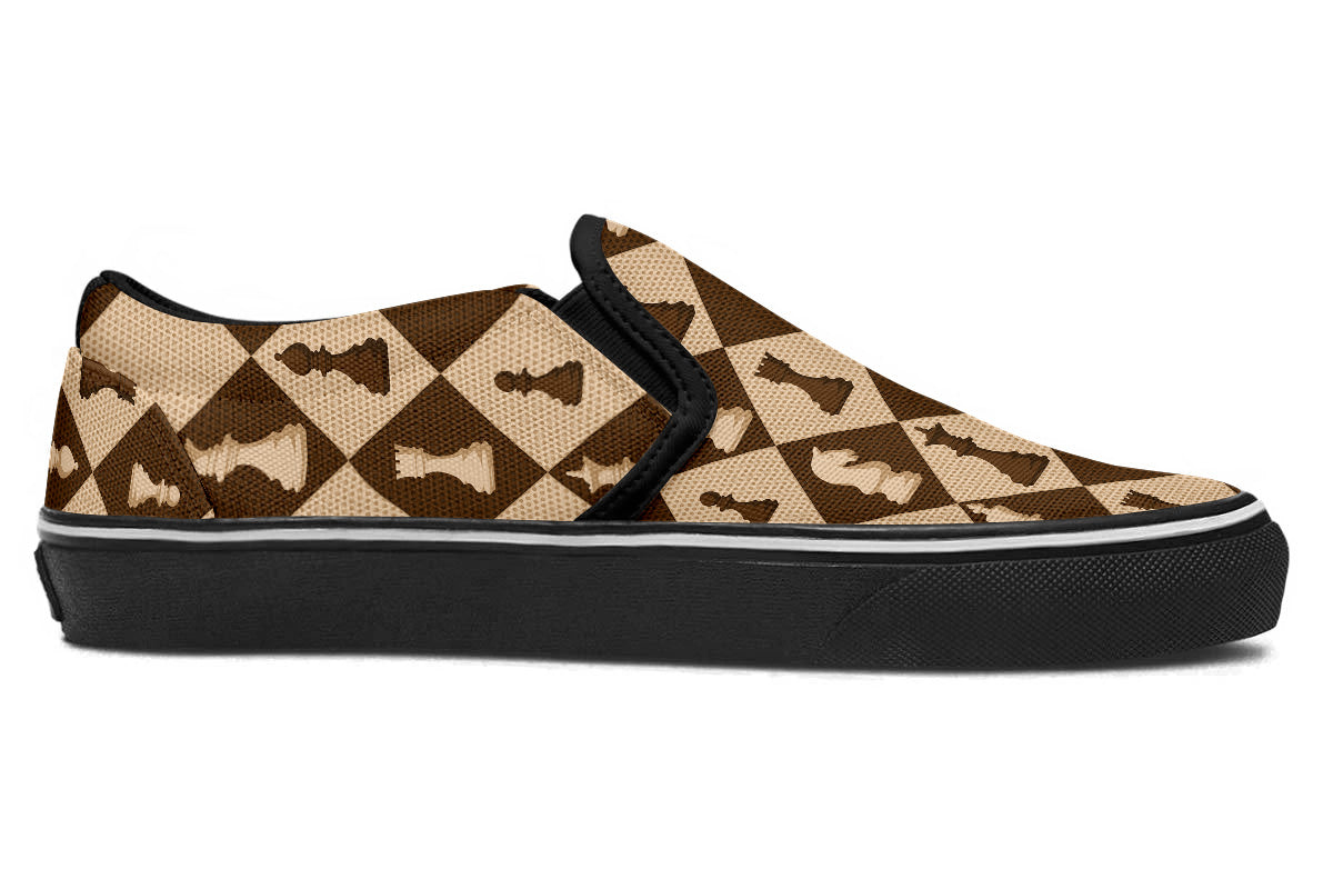 Chess Sneakers: Checkerboard Pattern Slip-On Sneakers