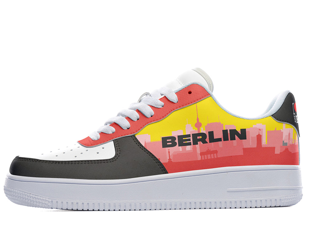Berlin Sneakers: German Flag Skyline Pattern Court Sneakers