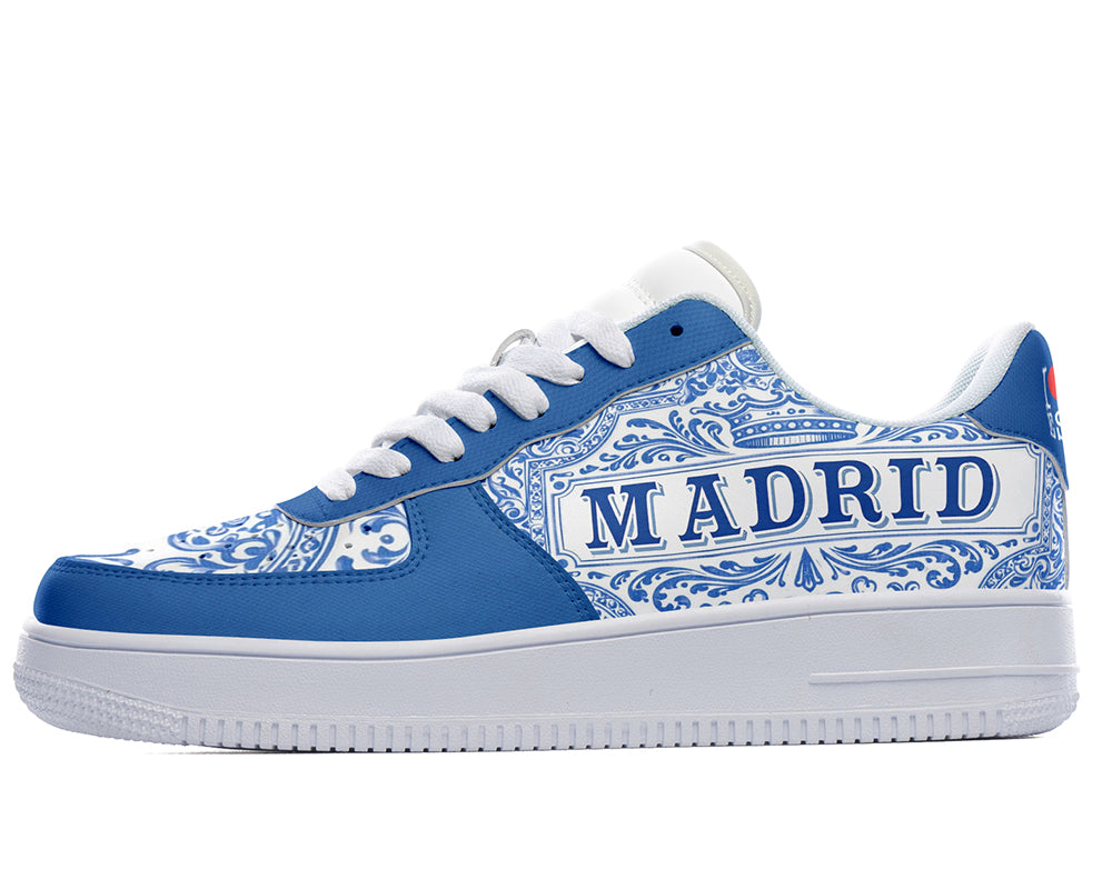 Madrid Sneakers: Blue Spanish Tile Pattern Court Sneakers
