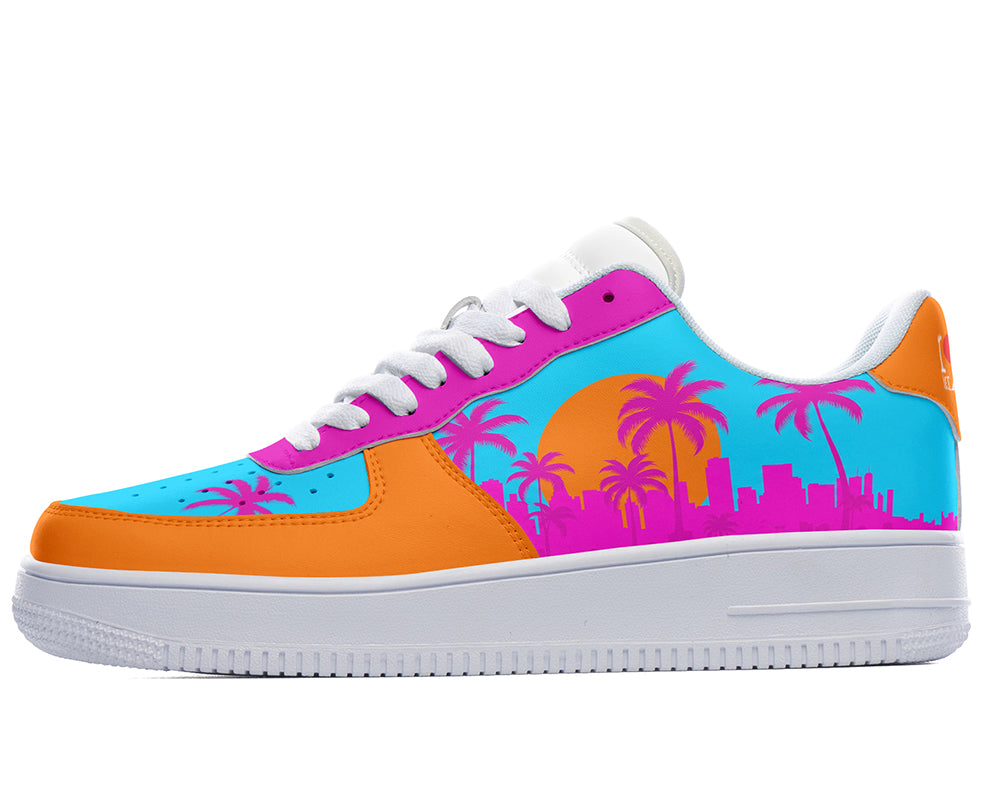 Miami Sneakers: Neon Sunset Skyline Court Sneakers