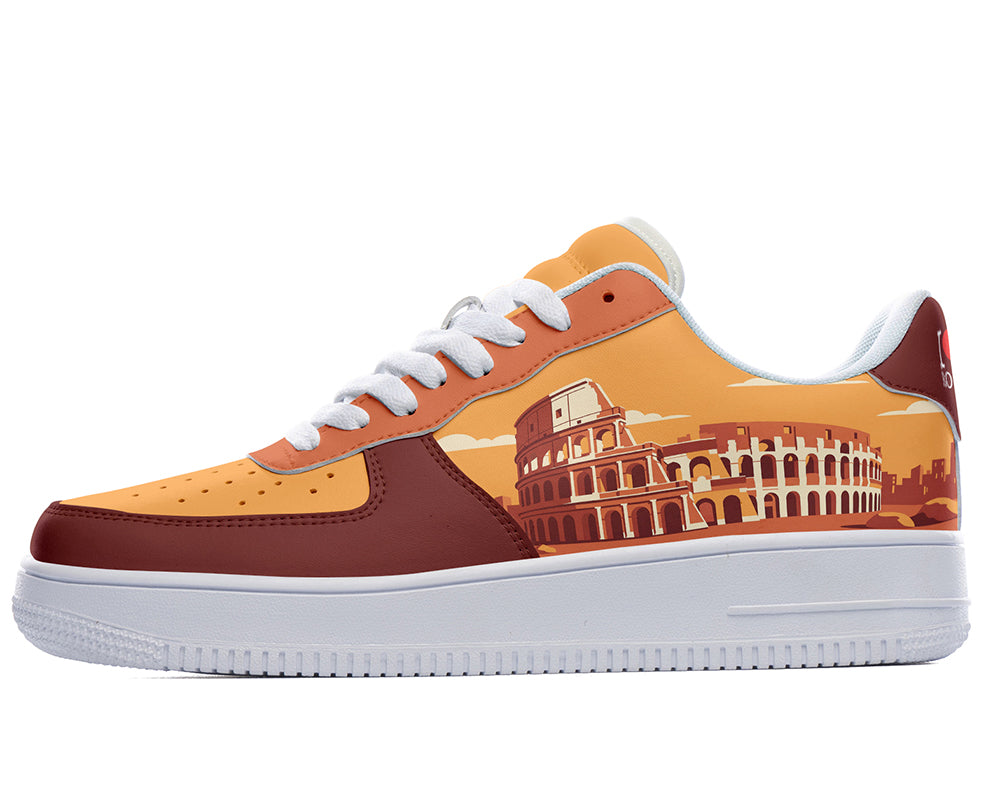 Rome Sneakers: Colosseum Illustration Court Sneakers