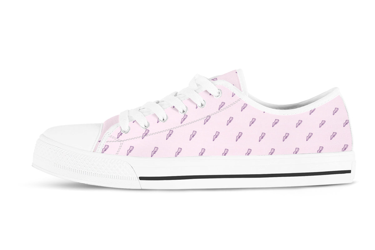 Lightning Bolt Sneakers: Pink Pattern Low Top Sneakers