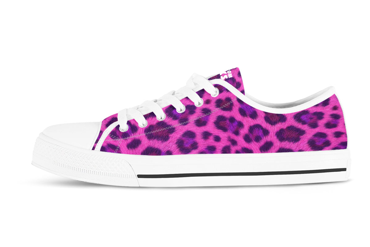 Leopard Print Sneakers: Pink Leopard Print Low Top Sneakers