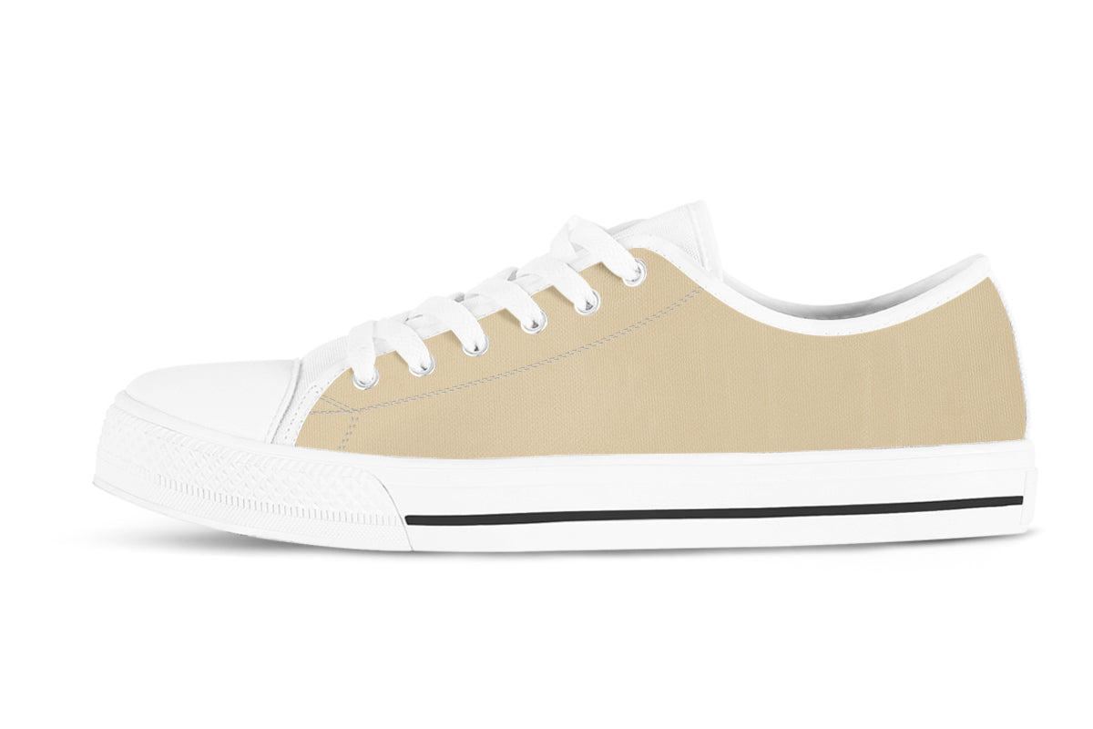 Beige Sneakers: Solid Beige Low Top Sneakers