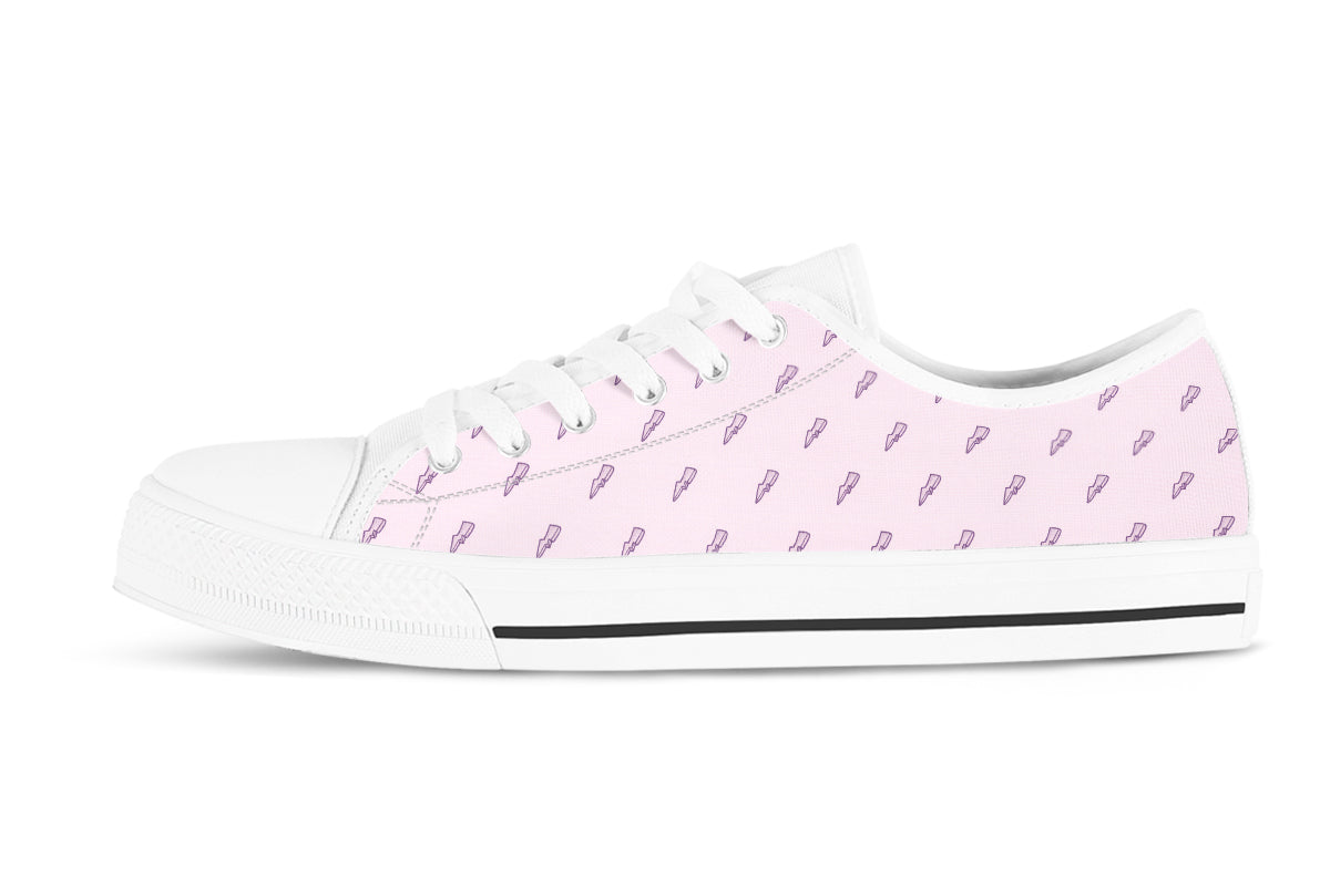 Lightning Bolt Sneakers: Pink Pattern Low Top Sneakers